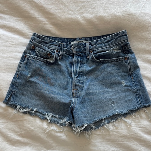 GRLFRND Distressed Blue Jean Shorts - Picture 1 of 3